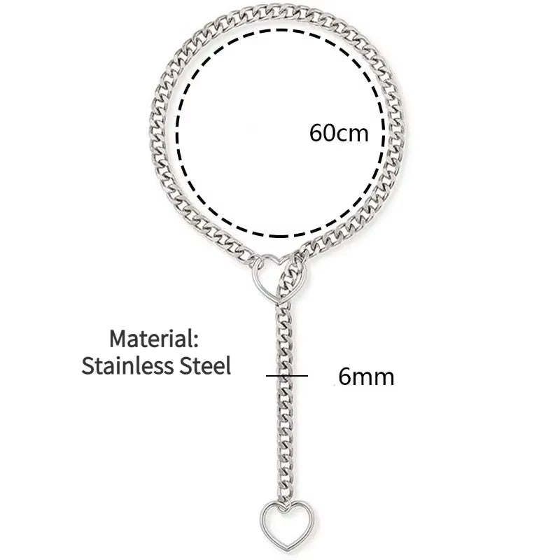 Womens Slip Chain Necklace Heart O-Ring Punk Rock Cuban Long Necklace Jewelry Adjustable Lariat Y-Necklace Heart Locker with Key